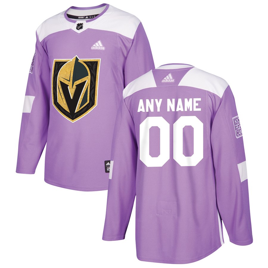 Men NHL adidas Vegas Golden Knights Purple 2018 Hockey Fights Cancer Custom Practice Jersey->more nhl jerseys->NHL Jersey